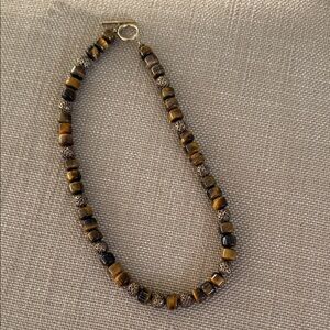 Artisan Brown and Gold Beaded Necklace with Tiger’s Eye.